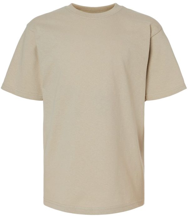 An image of a Custom M and O Youth Gold Soft Touch TShirt in Sand!