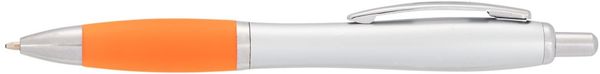 An image of a Custom Nash Ballpoint Pen in Silver Barrel w/Orange Grip (SIOR)!