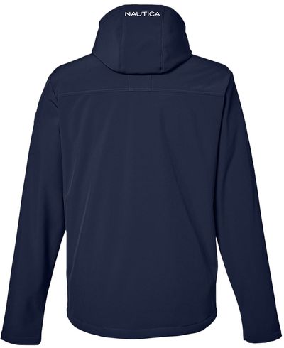Am image of a Custom Nautica Mens Wavestorm Softshell Jacket in NAUTICA NAVY!