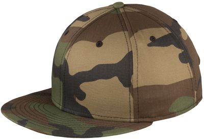 Am image of a Custom New Era Flat Bill Snapback Cap in Camo!