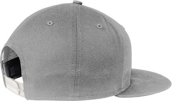 Am image of a Custom New Era Flat Bill Snapback Cap in Grey!