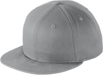 Am image of a Custom New Era Flat Bill Snapback Cap in Grey!