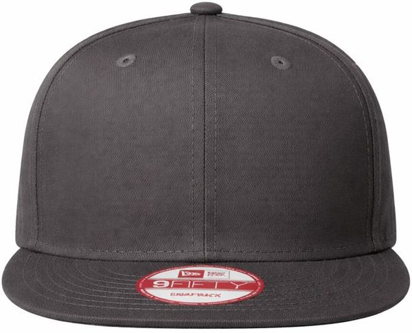 An image of a Custom New Era Flat Bill Snapback Cap in Charcoal!