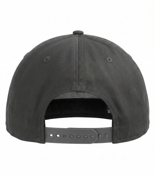 An image of a Custom New Era Flat Bill Snapback Cap in Charcoal!