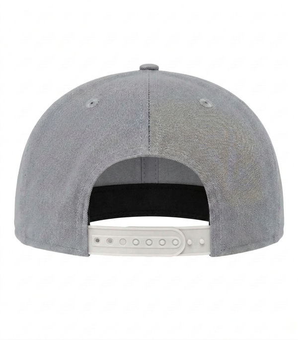 An image of a Custom New Era Flat Bill Snapback Cap in Grey!