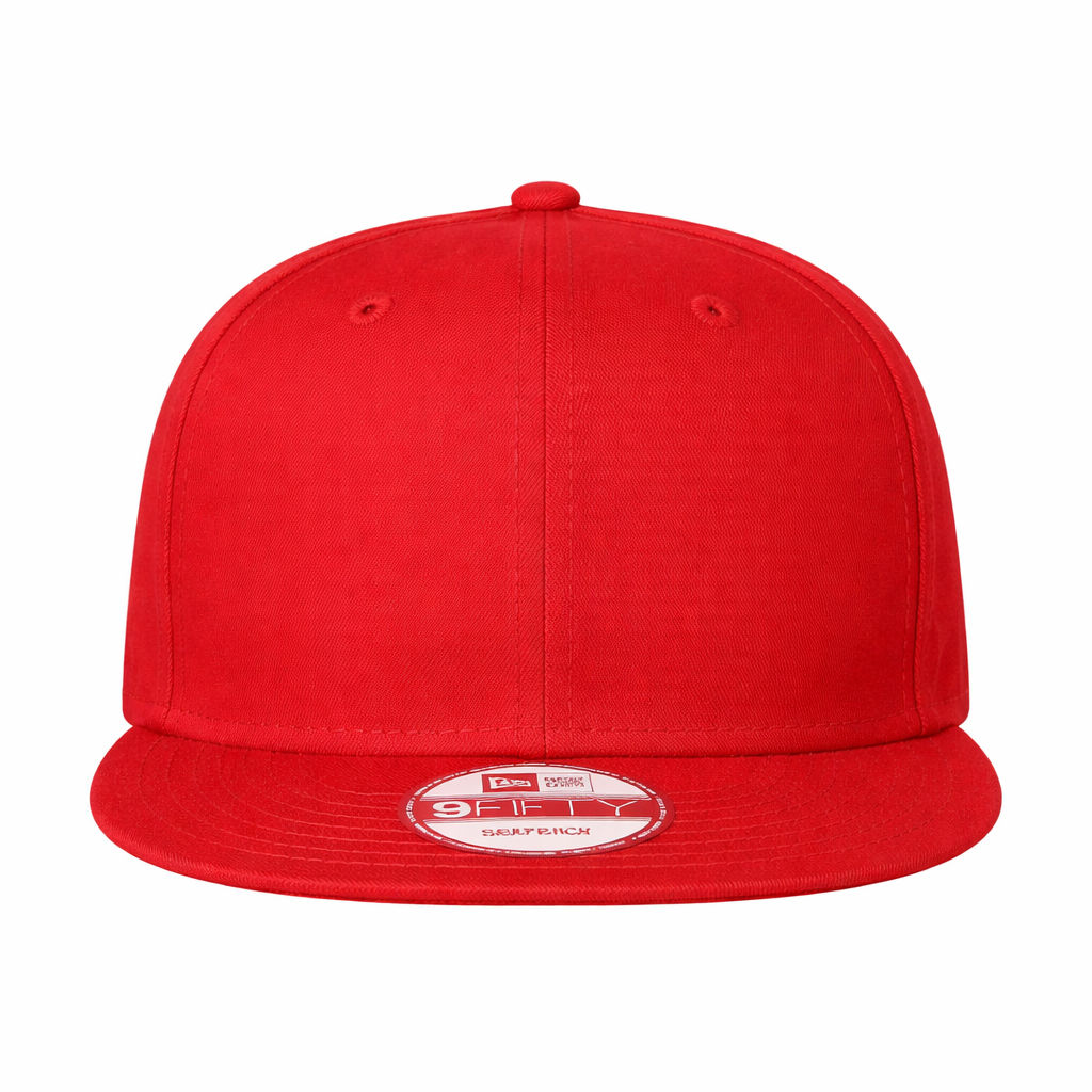 New Era Flat Bill Snapback Cap in Scarlet Red