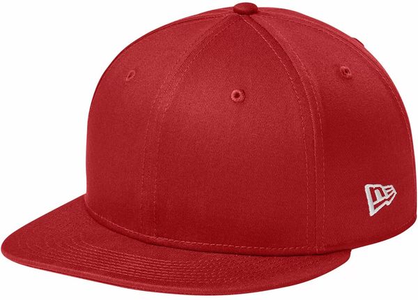 An image of a Custom New Era Flat Bill Snapback Cap in Scarlet Red!