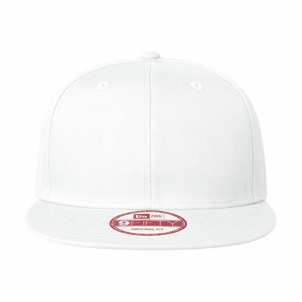 New Era Flat Bill Snapback Cap in White