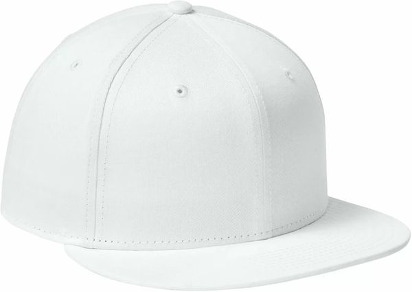 An image of a Custom New Era Flat Bill Snapback Cap in White!