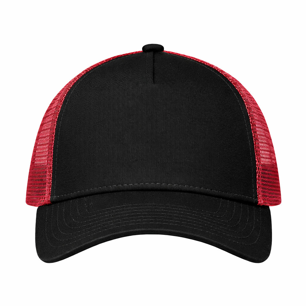 NEW ERA SNAPBACK TRUCKER CAP in Black/Scarlet