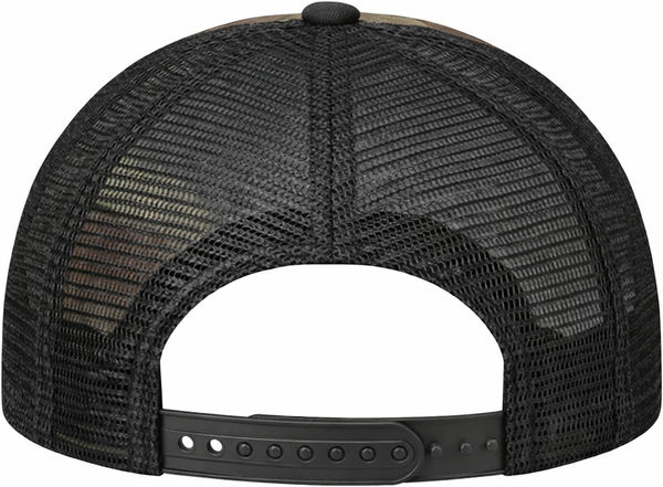 An image of a Custom NEW ERA SNAPBACK TRUCKER CAP in Camo/Black!