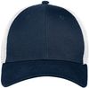 An image of a Custom New Era Stretch Mesh Cap in Deep Navy/White!