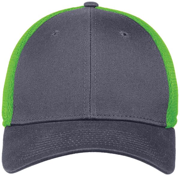 An image of a Custom New Era Stretch Mesh Cap in Graphite/Cyber Green!