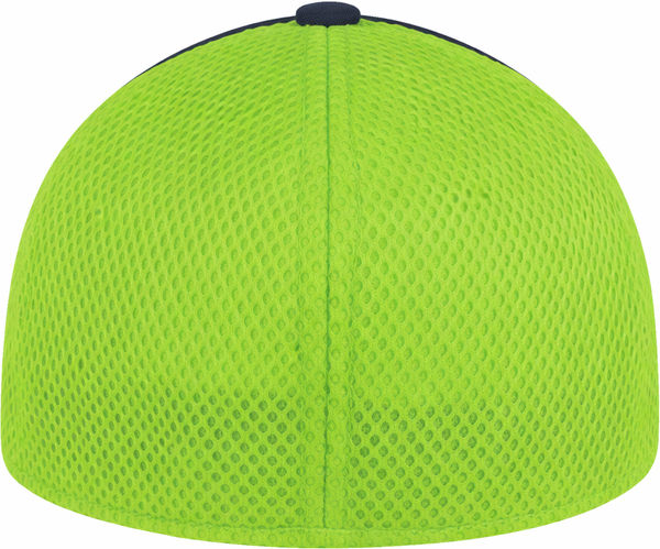 An image of a Custom New Era Stretch Mesh Cap in Graphite/Cyber Green!