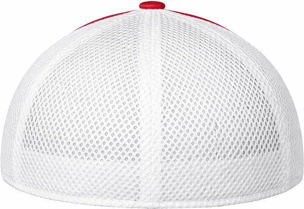 An image of a Custom New Era Stretch Youth Mesh Cap in Scarlet/White!
