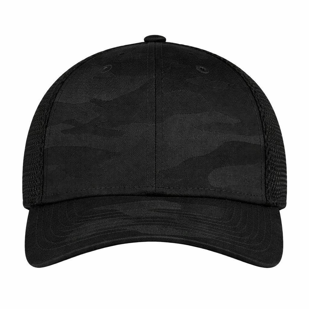 New Era Tonal Camo Stretch Tech Mesh Cap in Black Camo