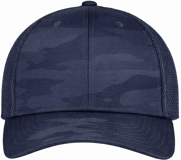 An image of a Custom New Era Tonal Camo Stretch Tech Mesh Cap in Navy Camo!