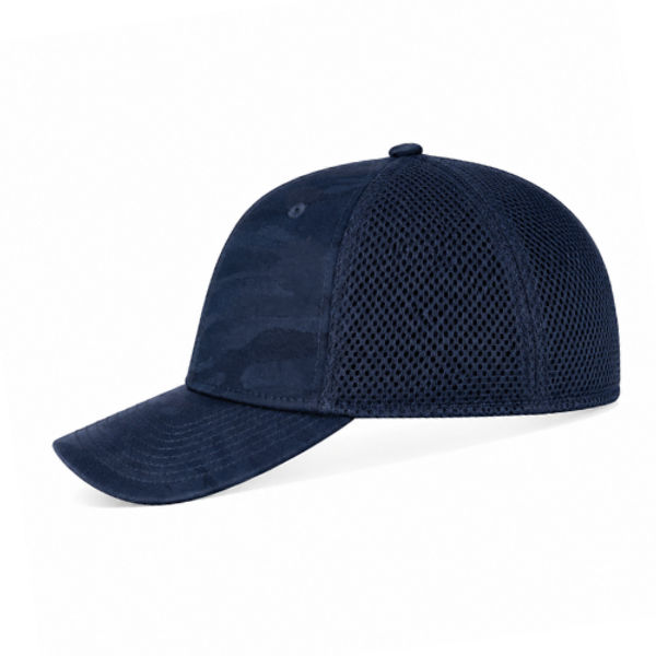 An image of a Custom New Era Tonal Camo Stretch Tech Mesh Cap in Navy Camo!