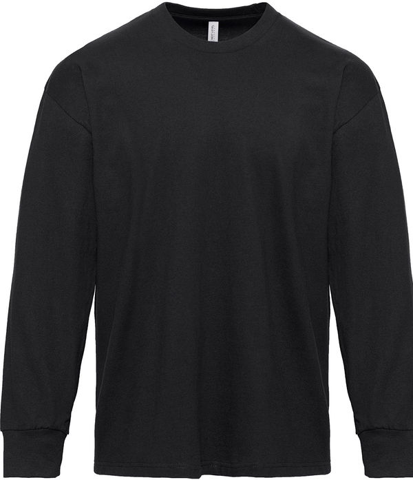 Am image of a Custom Next Level Apparel Unisex Heavyweight Cotton Long Sleeve T Shirt in Black!