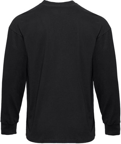 Am image of a Custom Next Level Apparel Unisex Heavyweight Cotton Long Sleeve T Shirt in Black!