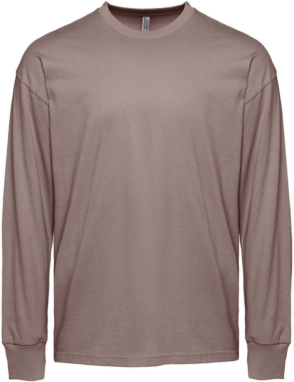 Am image of a Custom Next Level Apparel Unisex Heavyweight Cotton Long Sleeve T Shirt in Shiitake!