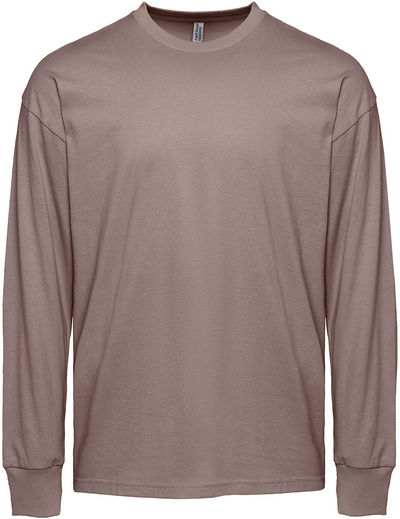 Am image of a Custom Next Level Apparel Unisex Heavyweight Cotton Long Sleeve T Shirt in Shiitake!