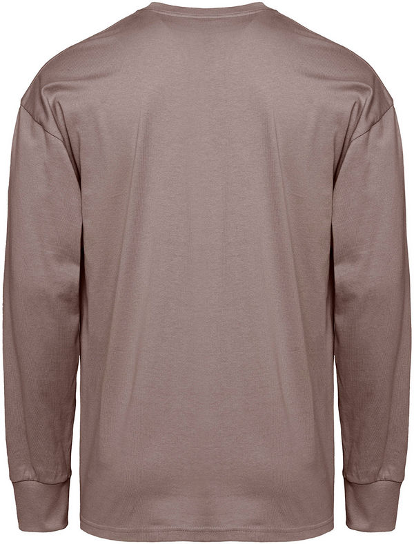 Am image of a Custom Next Level Apparel Unisex Heavyweight Cotton Long Sleeve T Shirt in Shiitake!