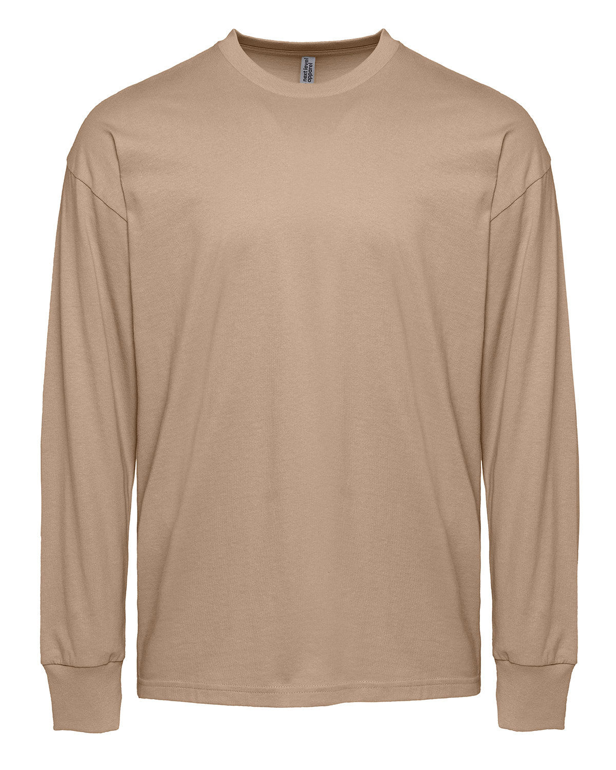 Next Level Apparel Unisex Heavyweight Cotton Long Sleeve T Shirt in Tan
