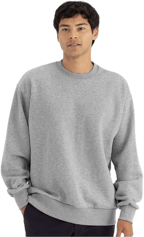 Am image of a Custom Next Level Heavyweight Crewneck Sweatshirt in Heather Grey!