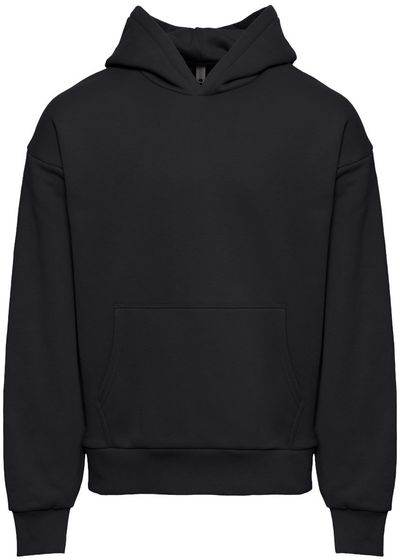Am image of a Custom Next Level Heavyweight Fleece Hoodie in Black!