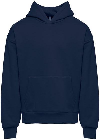 Am image of a Custom Next Level Heavyweight Fleece Hoodie in Midnight Navy!