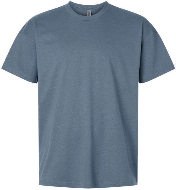 An image of a Custom Next Level Heavyweight T Shirt in Blue Jean!