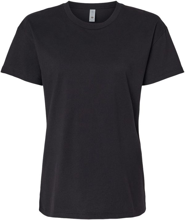 Am image of a Custom Next Level Ladies' Relaxed T Shirt in BLACK!