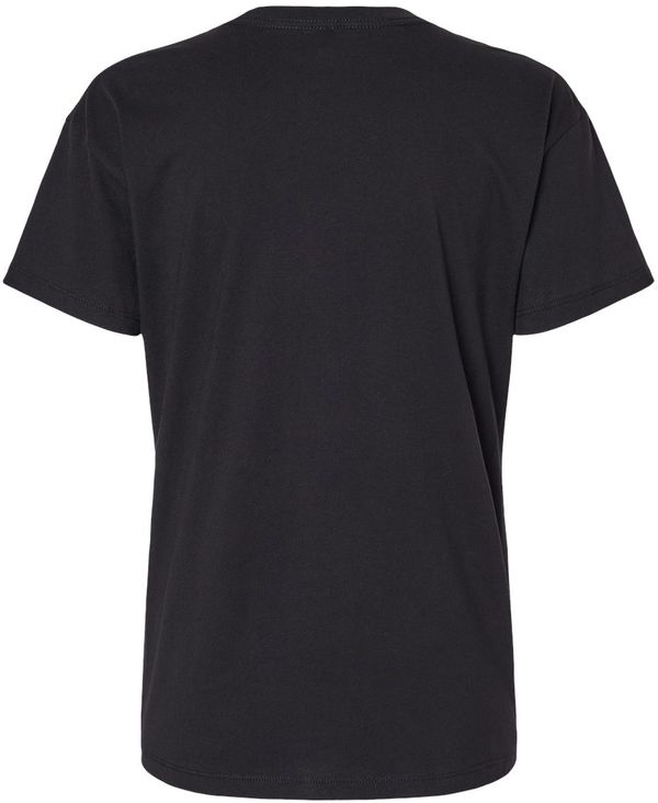 Am image of a Custom Next Level Ladies' Relaxed T Shirt in BLACK!