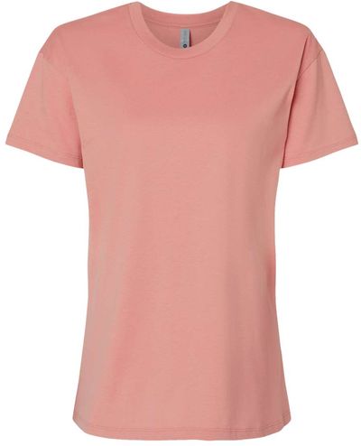 Am image of a Custom Next Level Ladies' Relaxed T Shirt in DESERT PINK!