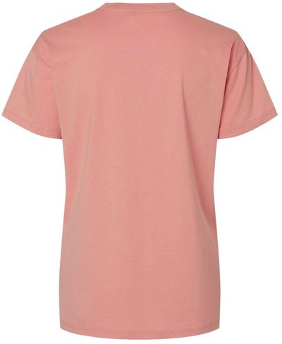 Am image of a Custom Next Level Ladies' Relaxed T Shirt in DESERT PINK!
