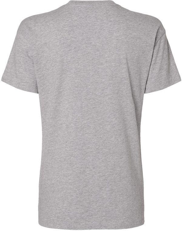 Am image of a Custom Next Level Ladies' Relaxed T Shirt in HEATHER GRAY!
