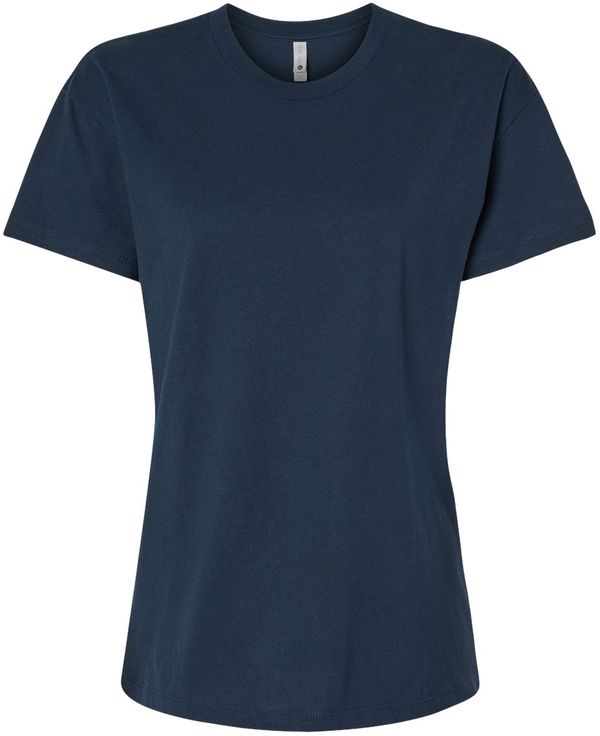 Am image of a Custom Next Level Ladies' Relaxed T Shirt in MIDNIGHT NAVY!