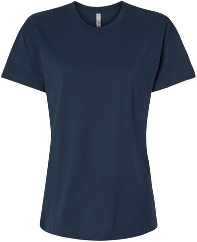 Am image of a Custom Next Level Ladies' Relaxed T Shirt in MIDNIGHT NAVY!