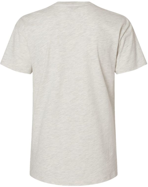 Am image of a Custom Next Level Ladies' Relaxed T Shirt in OATMEAL!