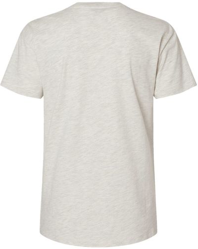Am image of a Custom Next Level Ladies' Relaxed T Shirt in OATMEAL!