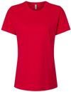 Am image of a Custom Next Level Ladies' Relaxed T Shirt in RED!