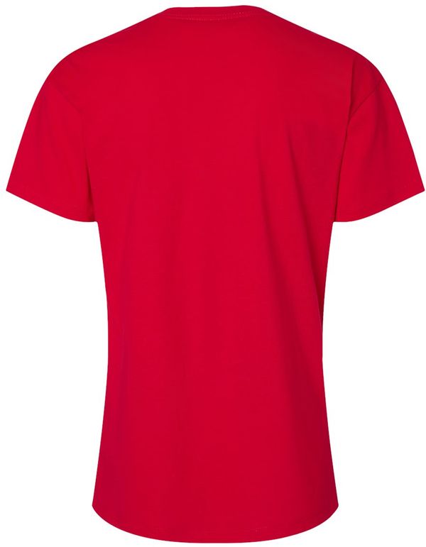Am image of a Custom Next Level Ladies' Relaxed T Shirt in RED!