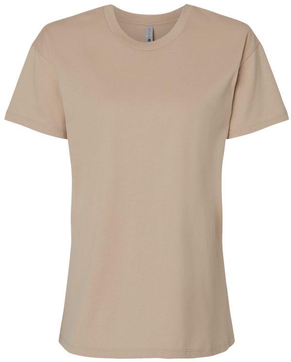An image of a Custom Next Level Ladies' Relaxed T Shirt in Tan!