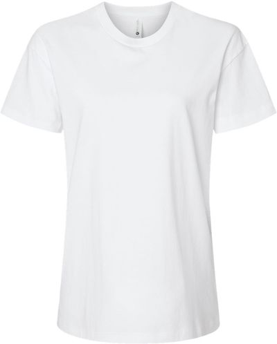 Am image of a Custom Next Level Ladies' Relaxed T Shirt in WHITE!