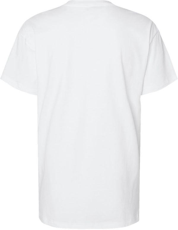 Am image of a Custom Next Level Ladies' Relaxed T Shirt in WHITE!