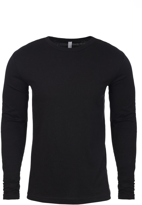 Am image of a Custom Next Level Men's Cotton Long Sleeve Crew in Black!