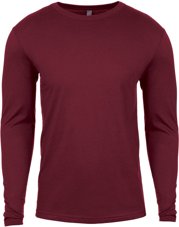 Am image of a Custom Next Level Men's Cotton Long Sleeve Crew in Cardinal!