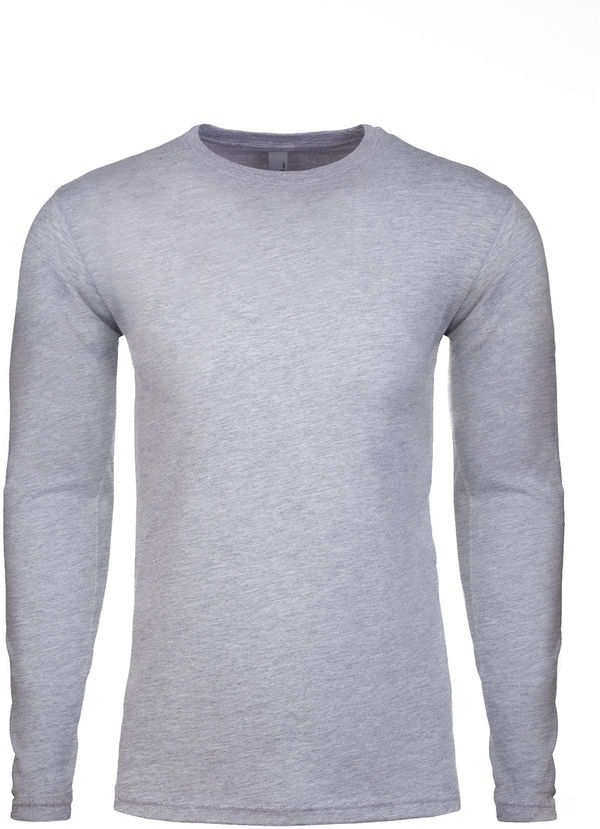 Am image of a Custom Next Level Men's Cotton Long Sleeve Crew in Heather Gray!
