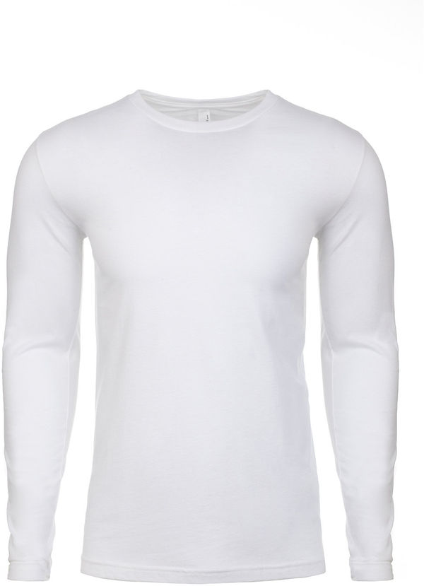 Am image of a Custom Next Level Men's Cotton Long Sleeve Crew in White!